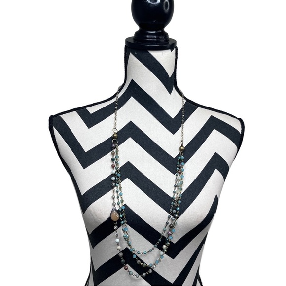 NWT Boho It's Magic Turquoise Blue Beaded Stone Necklace - Picture 2 of 8